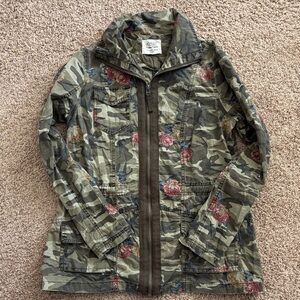 Ashley By 26 International Camouflage Utility Jacket with Floral Accents